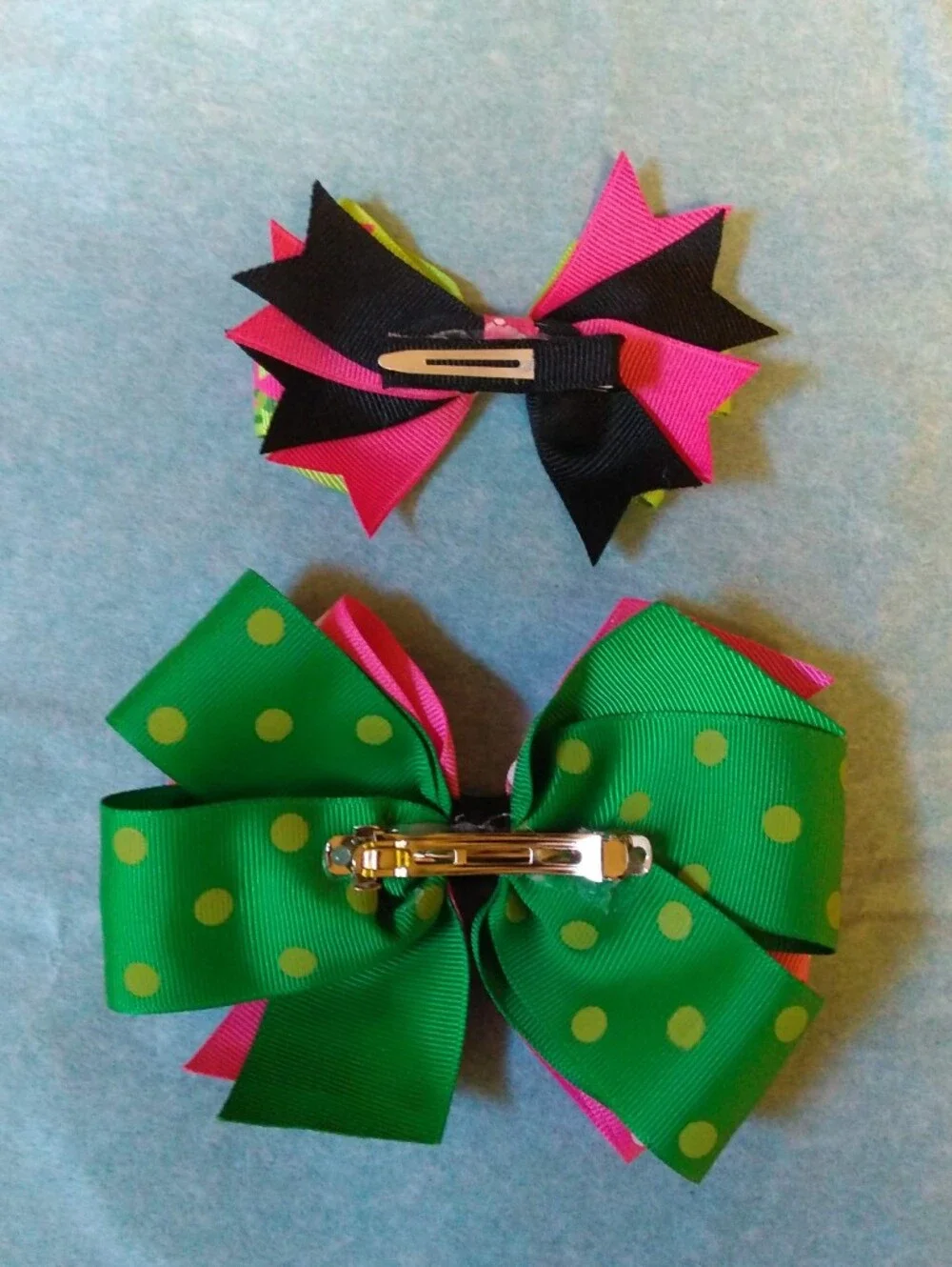 Handmade Boutique Pink And Green Watermelon Stacked Hair Bows 🍉